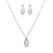 Simple Silver Zircon Necklace & Earrings Set - Women's Elegant Pendant Jewelry (Wholesale Bridal Gift, White Inlaid)_ipsvogv.com