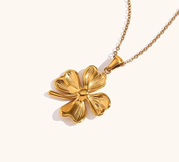 stainless steel plated four petal gold flower earrings for women fashion temperament retro creative personality earrings_ipsvogv.com