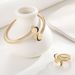 Environmentally Friendly Alloy Fashion Versatile Personality Gold Fried Dough Twists Open Bracelet Ring Two-piece Set Of_ipsvogv.com