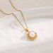Fashionable New Necklace with Micro Full Diamond Freshwater Pearl Sunflower Pendant Titanium Steel Lock Bone Chain_ipsvogv.com