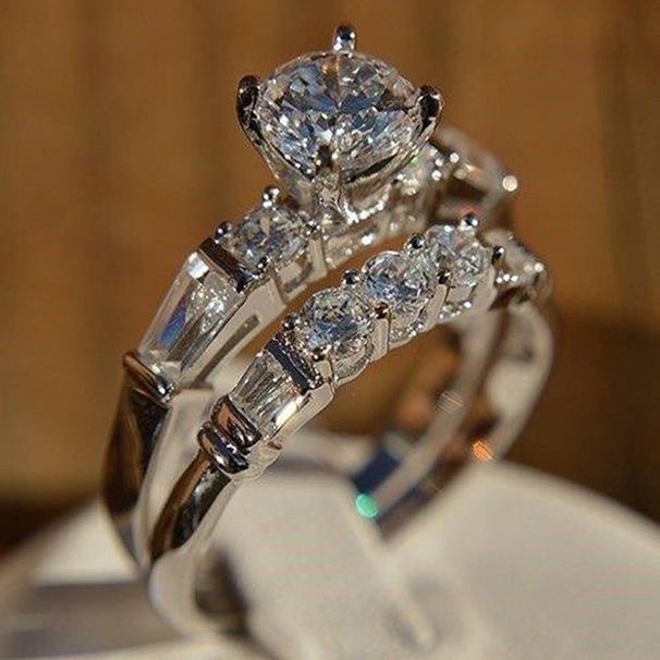 Sanjie's New Super Sparkling Zircon Women's Matching Ring, Fashionable Proposal Engagement Ring Jewelry_ipsvogv.com