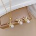 【 Titanium Steel 】 Necklace Earring Light Luxury Full Diamond Flower Pearl Personalized Temperament Banquet Earrings Set_ipsvogv.com