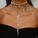 Double Layer Y-Shaped Clavicle Chain - Full Diamond Necklace For Women_ipsvogv.com