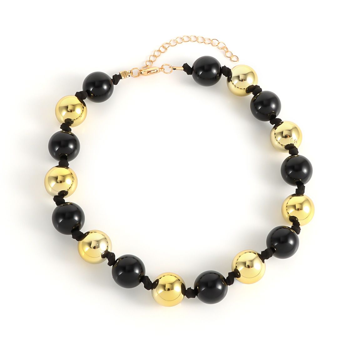 Exaggerated Color Matching Round Bead Necklace Simple Retro Beaded Necklace Jewelry_ipsvogv.com