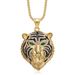 New Hot-Selling Hip-Hop Jewelry Stainless Steel Gold-Plated Full Diamond Red And Green Eye Tiger Head Pendant Necklace_ipsvogv.com