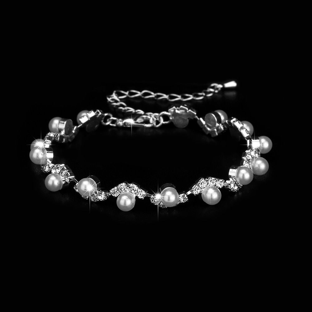 AQUA LUXE - Pearl & Diamond Bridal Jewelry Set (3-Piece Claw Chain Set, Water-Inspired Elegance, Hot Seller)_ipsvogv.com