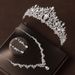 Crown headdress three piece set forest style atmospheric rhinestone birthday crown necklace earrings bride wedding dress evening dress jewelry_ipsvogv.com