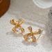 Women’s Jewelry Set Fashion Gold Micro Inlaid Zircon Bow Earrings Light Luxury Fashion High End Commuting Full Diamond Earrings_ipsvogv.com