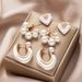 hot selling gold oil drop heart pearl earrings set Fashion design temperament earrings_ipsvogv.com
