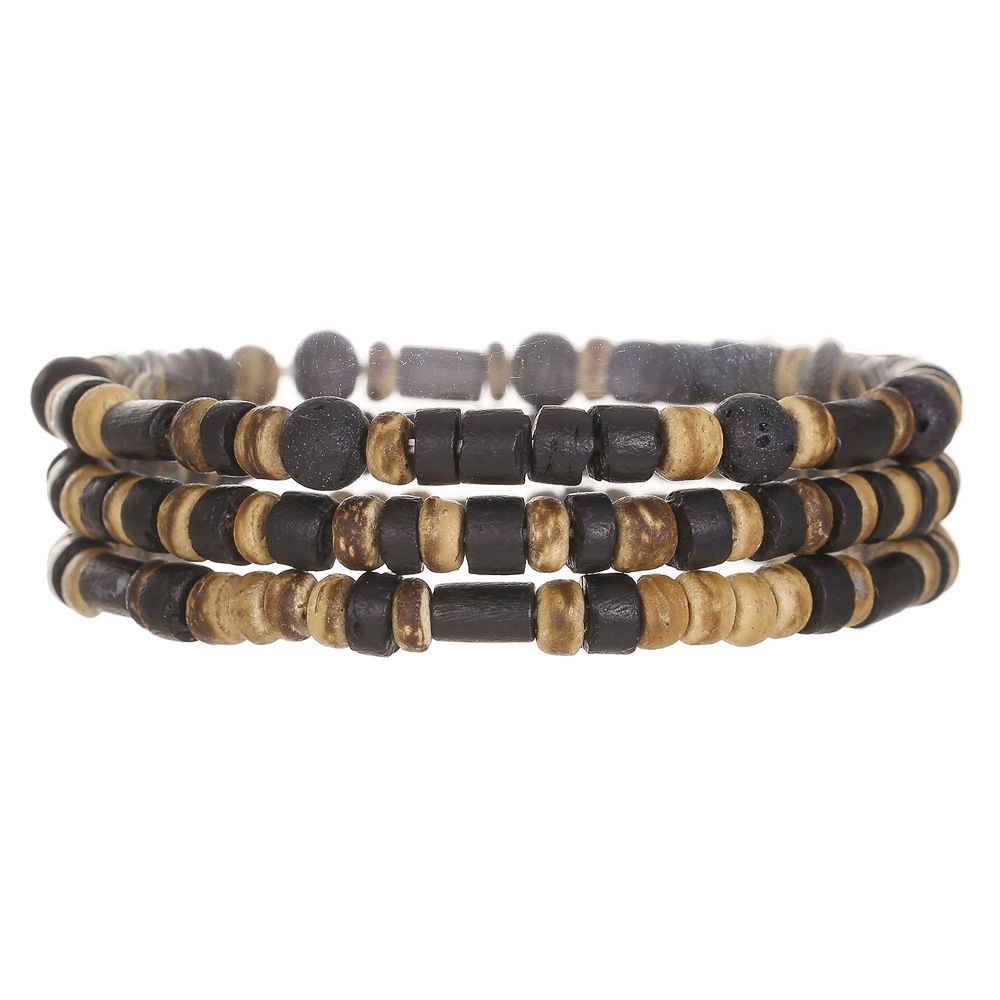 Ethnic Style Wood Chip Bracelet Retro Handmade Beaded Elastic Line Jewelry Multi Layer Stacking Bracelet For Women_ipsvogv.com