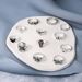 New Drip Oil Cross Spider Butterfly Black Peach Heart Mushroom Poker 12 Piece Ring Set_ipsvogv.com