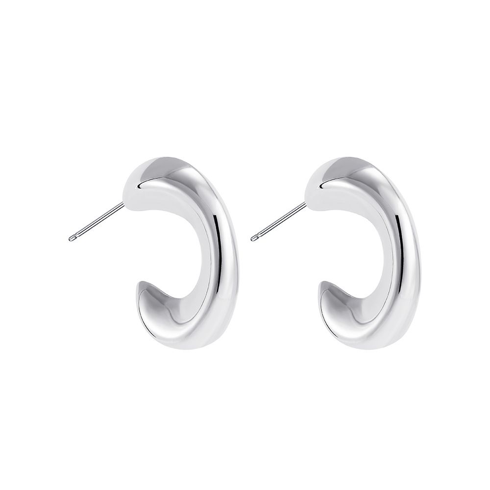 Stainless Steel White K Different Fading Love C Shaped Irregular Earrings For Ladies Personality Fashion_ipsvogv.com