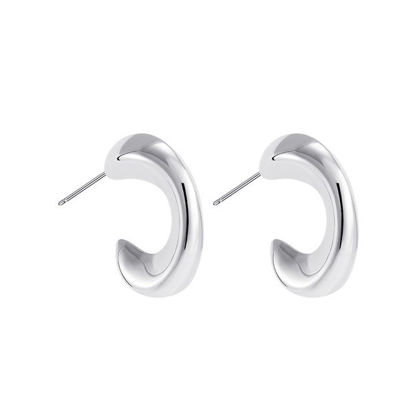 Stainless Steel White K Different Fading Love C Shaped Irregular Earrings For Ladies Personality Fashion_ipsvogv.com