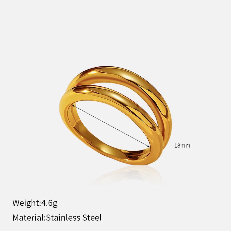 Women’s Jewelry Set Fashion Simple Double Layer Cross Ring Stainless Steel Plated Gold Niche Light Luxury Ring Jewelry_ipsvogv.com