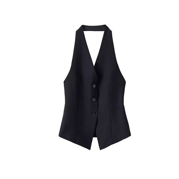 Women's Clothing Halter neck suit vest vest spring new top design niche temperament sleeveless waistcoat_ipsvogv.com