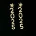 Rhinestone snowflake number 2025 women's pendant long earrings geometric tassel pendant earrings_ipsvogv.com