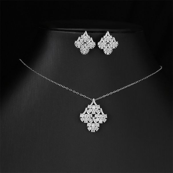 RAKOL Niche Design, Super Sparkling And Dazzling Gemstone Fashionable Earrings, Collarbone Chain, Bride Necklace_ipsvogv.com