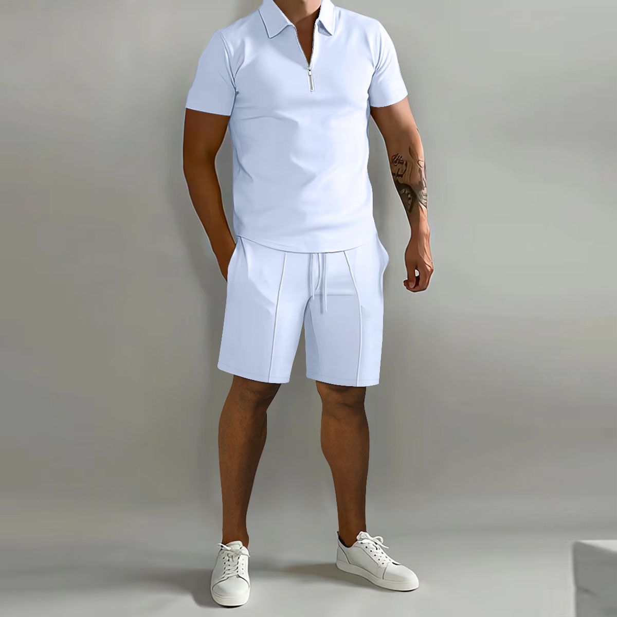 Men's Polo Casual Loose Short Sleeve Shorts Tracksuit_ipsvogv.com