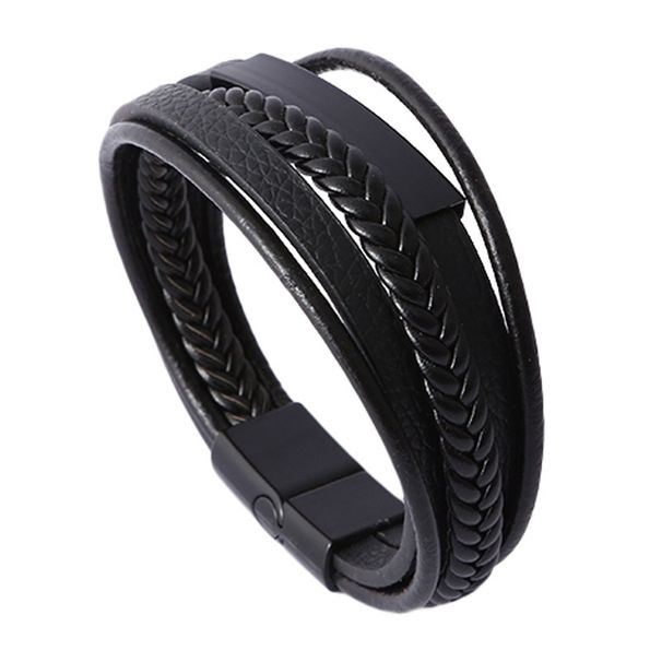 men's cowhide bracelet leather bracelet alloy magnetic buckle leather bracelet fashion leather jewelry_ipsvogv.com