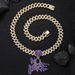 Hot Selling Personalized Letter NOLOVE Pendant, Cracked Happy Color Diamond Pendant Necklace, Men's Cuban Necklace_ipsvogv.com