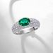 Fashion Cultivated Emerald Ring Female S925 Silver Inlaid Cultivated Colored Gemstone Full Diamond Ring Light Luxury_ipsvogv.com