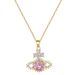 】 Flower 【 Planet Light Luxury Charm Gorgeous Full Diamond Necklace Women's Versatile Clavicle Titanium Steel Chain 【 】_ipsvogv.com