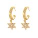 Dinner Hostess! Starlight Snowflake Zircon Silver Needle Earrings C Shaped Sweet Female Forest Style All Match Light Luxury Earrings_ipsvogv.com