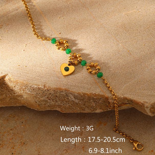 Women’s Jewelry Set Fashion New Fashion Natural Stone Love Water Drop Pendant Stainless Steel Bracelet Personality Versatile Gold Plated Bracelet_ipsvogv.com