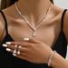 2024 Evening Banquet Jewelry Three-Piece Wedding Women's Necklace Earrings Bracelet Set_ipsvogv.com