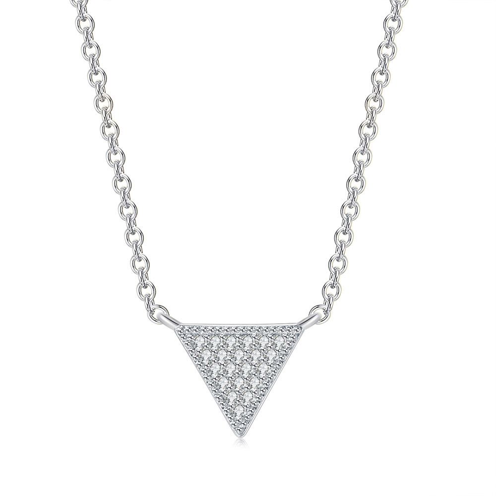 Unisex separated electroplated full diamond necklace Inverted triangle inlaid zircon clavicle chain fashion jewelry_ipsvogv.com