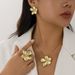 Women's Jewelry Set Fashion Curled Five Leaf Flower Stamen Snake Chain Set Necklace Small Fresh Copper Chain Alloy Clavicle Chain_ipsvogv.com