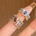 dual Tone Gold Woven Lace Italian Inlaid With Red Zircon Ring, Unique And Niche, Open Mouth Ring For Women , Niche,_ipsvogv.com