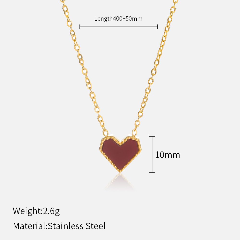 Red Heart Pendant Necklace - Real Gold Plated Stainless Steel Clavicle Chain_ipsvogv.com