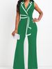 women's clothing new fashion V-neck temperament elegant sleeveless jumpsuit wide-leg pants_ipsvogv.com