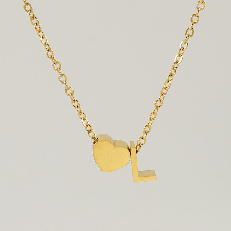 Titanium Steel Love Letter Necklace Female Simple K Stainless Steel 26 English Letter Pendant Clavicle Chain_ipsvogv.com