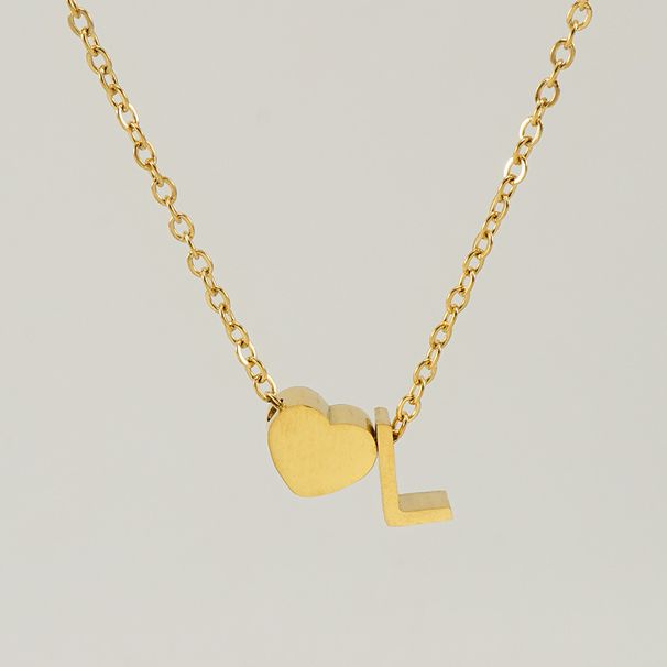 Titanium Steel Love Letter Necklace Female Simple K Stainless Steel 26 English Letter Pendant Clavicle Chain_ipsvogv.com