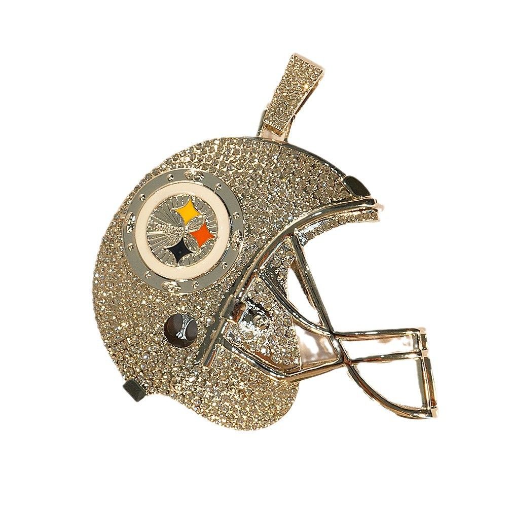 rugby Helmet Alloy Super Large Pendant With Exaggerated Personality And Domineering Men's Diamond Cuban Chain_ipsvogv.com
