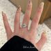 plated Gold Flower Silver Diamond Handheld Pigeon Egg Zircon Feeling Wedding Ring, Light Luxury Exquisite Versatile Ring ,_ipsvogv.com