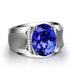 Trendy Men's New Fashion Inlaid Silver Natural Colored Blue Stone Tanzanite Ring_ipsvogv.com