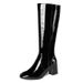 Women's Shoes high boots red leather high heel long boots thick heel knight boots long boots large size women's boots_ipsvogv.com