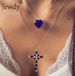 2018 Fashion Double Layered Cross Peach Heart Full Diamond Necklace_ipsvogv.com