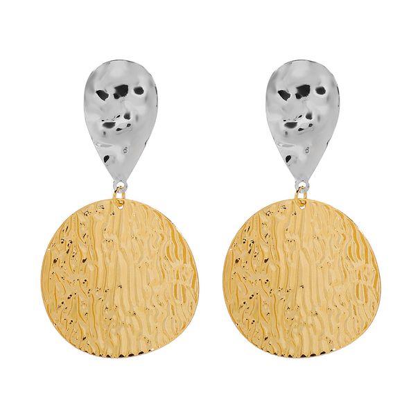 E13128 New Two tone Geometric Metallic for Women's Personality, Simple and Versatile Design, Texture Earrings_ipsvogv.com