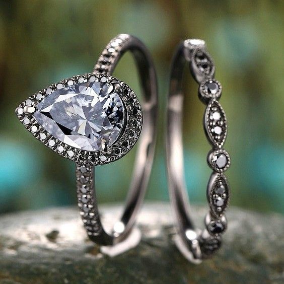Sanjie's New Water Droplet Full Women's Ins Set With Diamond Zircon Fashion Trend Korean Version Of Girls' Wedding Ring_ipsvogv.com