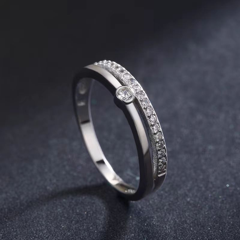Spring New 925 Silver Double Line Elegant Simple Ring Female Light Luxury Niche Trend Sweet Ring_ipsvogv.com