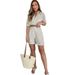 women's clothing 2024 new solid color fashionable casual long-sleeved shirts, belts and shorts women's suits_ipsvogv.com