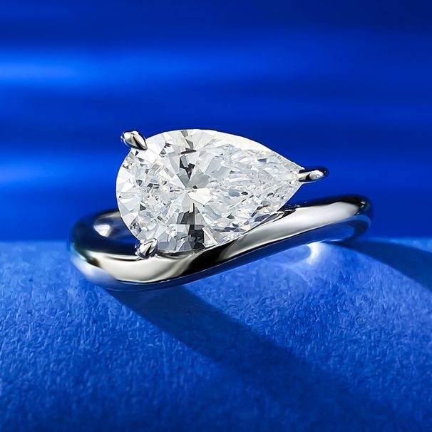 Women's Jewelry Water Drop Diamond Ring Fashion Basic 7*11 Single Diamond Ring S925 Silver Diamond Ring_ipsvogv.com