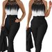 Women's Clothing autumn and summer temperament commuting print cross strap gradient top + solid color slim pants two piece set_ipsvogv.com