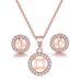 Women’s Jewelry Set Fashion simple geometric hollow necklace earrings jewelry set inlaid zircon rose gold plated cross border new products_ipsvogv.com