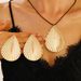 Exaggerated Banana Leaf Water Drop Earrings Necklace suit Women Creative Personality Jewelry suit Three-piece Set Jewelry_ipsvogv.com
