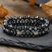 Men's Beaded Bracelet Set Map Stone Black Gallstone Cross Bracelet Elastic Three Piece Bracelet_ipsvogv.com